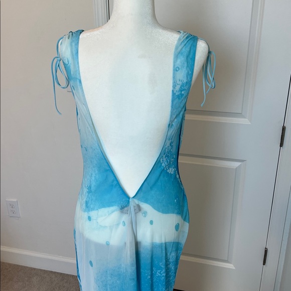 NWT White Fox Amore Backless Maxi Dress Aqua Blossom Vacation Cruise Medium - Picture 16 of 16
